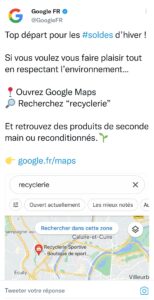 Recyclerie, les soldes seconde main sur google maps
