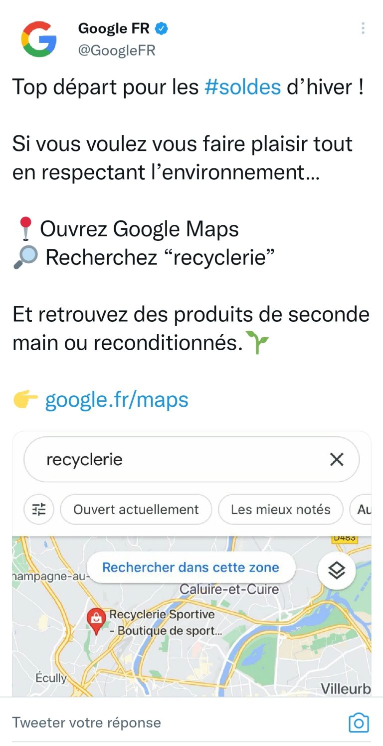 Recyclerie, les soldes seconde main sur google maps