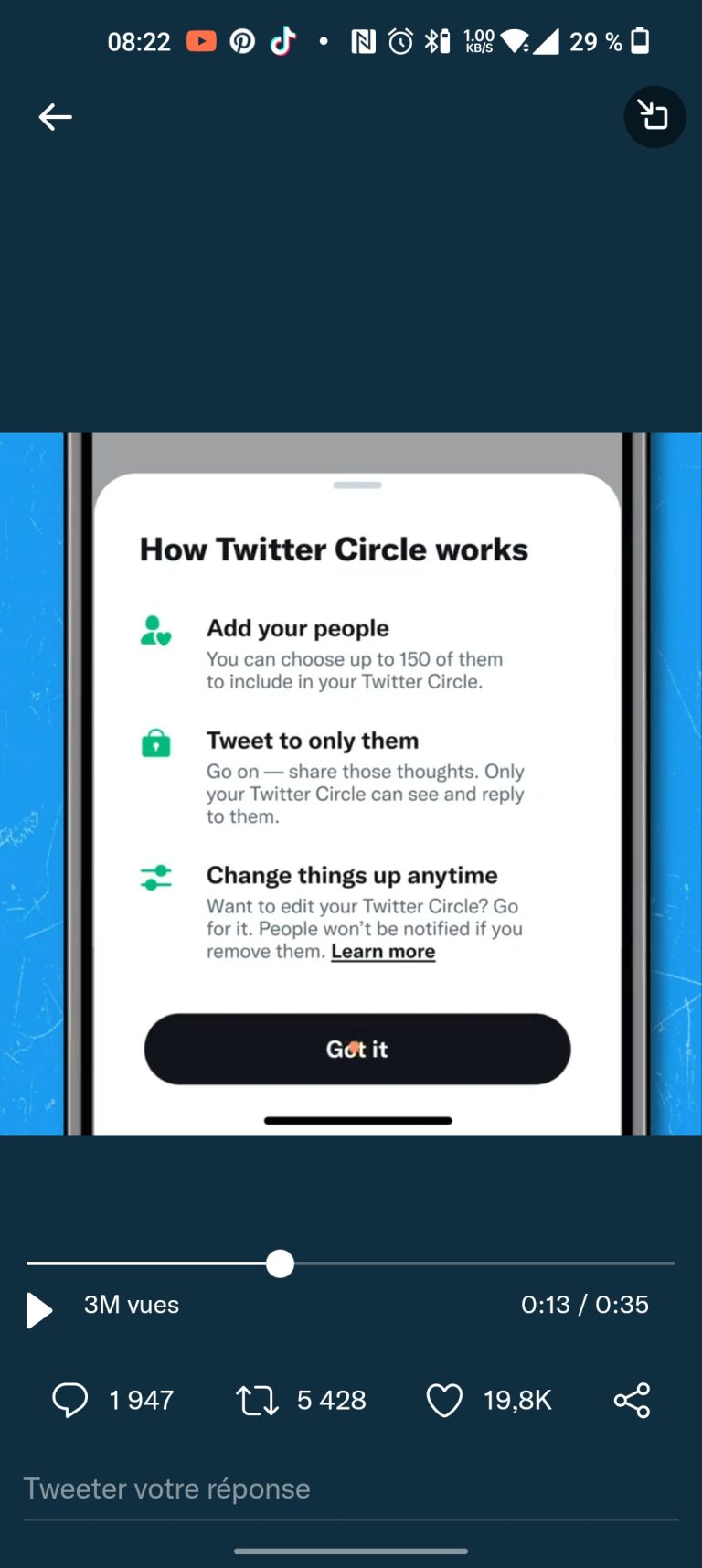 Twitter circle, publiez à un cercle restreint