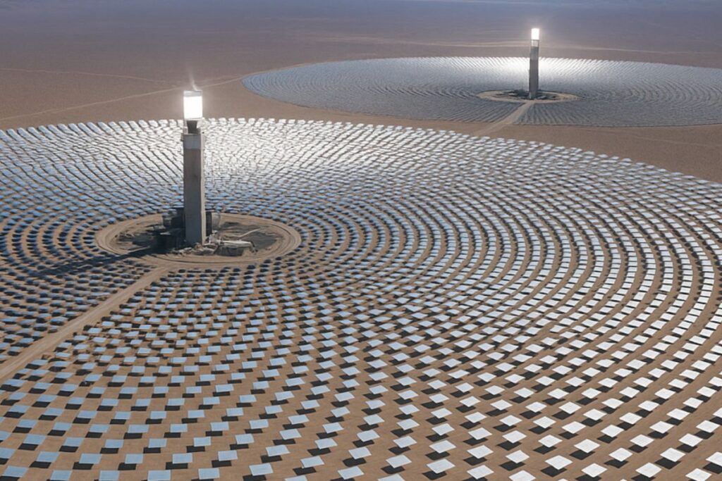 Un projet hors-norme en Chine une centrale solaire capable d’alimenter un million de foyers sans interruption, nuits et jours, grâce à une technologie thermique inédite
