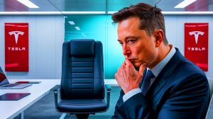 Illustration de l'éviction d'Omead Afshar par Elon Musk au sein de Tesla. Image réalisée par IA.