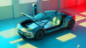 Illustration de la longévité des batteries de voitures électriques surpassant celle des moteurs thermiques. Image réalisée par IA.