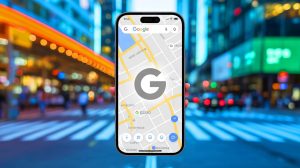 Illustration de la nouvelle identité visuelle sobre du logo Google Maps sur Android et iOS. Image réalisée par IA.