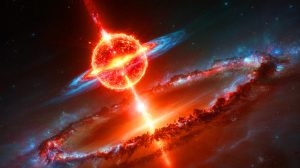 Illustration de l'étoile observée par les astronomes ayant explosé deux fois, générée par intelligence artificielle.