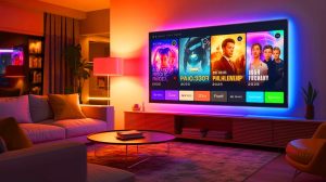 Illustration de cinq séries incontournables de 2025 à découvrir cet été, créée par intelligence artificielle.
