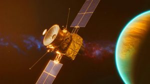 Illustration de la sonde GIRO en orbite autour d'un astre, générée par intelligence artificielle.