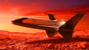 Illustration de la proposition de Lockheed Martin pour une mission de retour d'échantillons martiens, générée par intelligence artificielle.