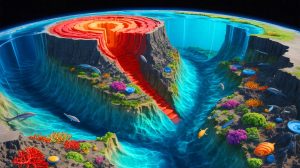 Illustration de l'horloge géologique interne de la Terre, générée par intelligence artificielle.