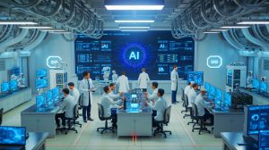 Illustration de la course à la superintelligence artificielle menée par Meta et dirigée par Mark Zuckerberg. Image réalisée par IA.
