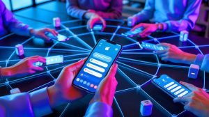 Illustration de l'application Bitchat de Jack Dorsey, créée par intelligence artificielle.