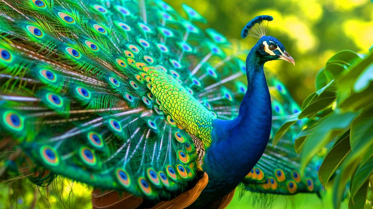 Illustration de la découverte des propriétés laser des plumes de paon.