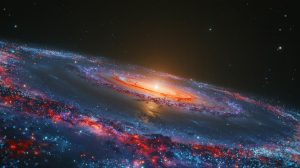 Illustration de la découverte d'un vide cosmique autour de notre galaxie et ses implications sur l'expansion de l'Univers.
