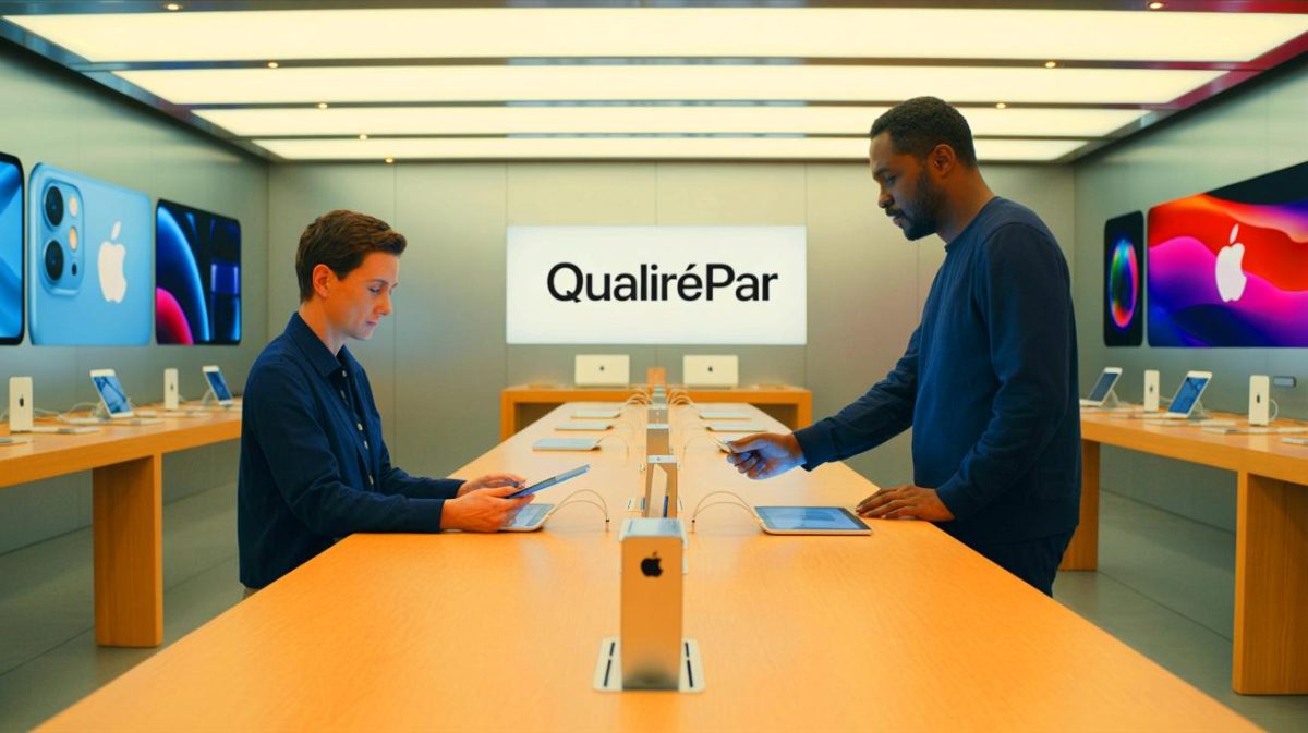 Réparer votre iPhone chez Apple et découvrez « cette offre choquante » qui divise les consommateurs en France et au-delà Illustration de l'obtention du label QualiRépar par les Apple Store en France pour le bonus réparation.