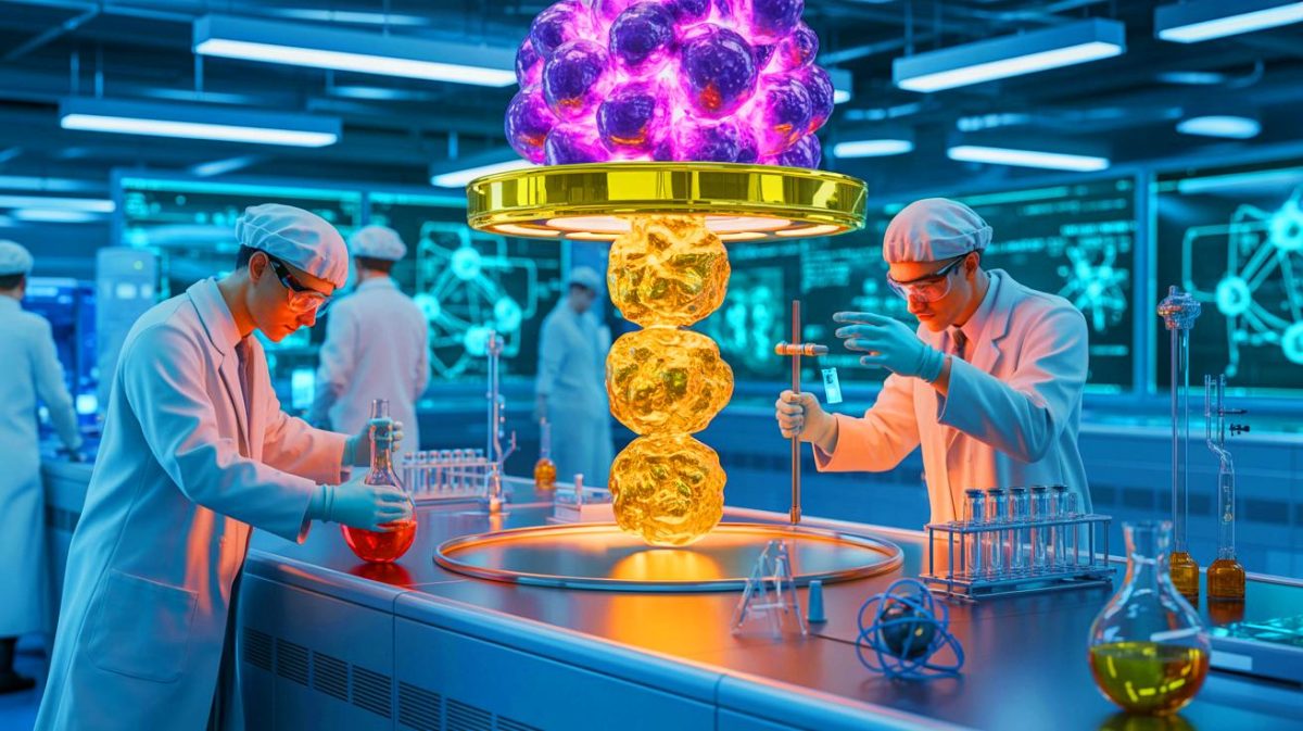 Illustration de la transmutation des éléments réalisée par la science moderne.