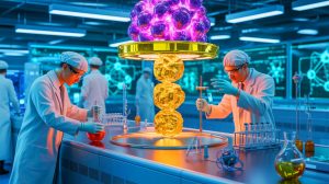 Illustration de la transmutation des éléments réalisée par la science moderne.