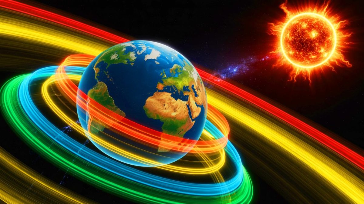 Illustration de l'impact du champ magnétique terrestre sur la protection de la vie.