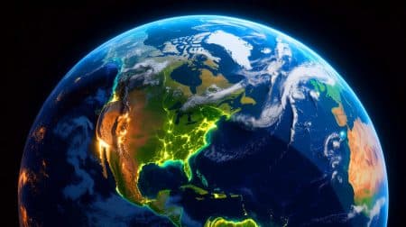 Illustration de l'assombrissement de la Terre et de la diminution de son albédo.